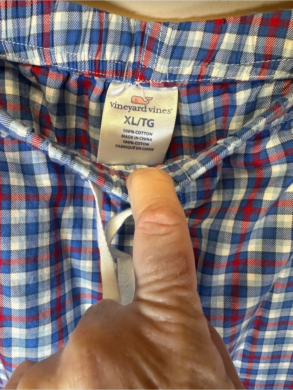 Vineyard Vines Blue & White Plaid Drawstring Lounge Pants